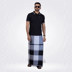 Black and White Matching Lungi with T-Shirt Combo
